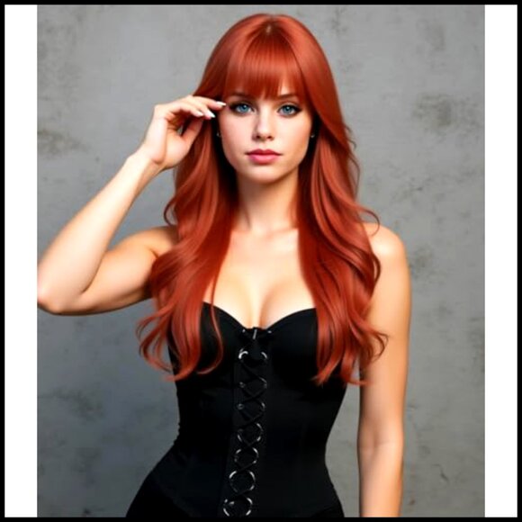 Long Wavy Synthetic Wig with Bangs Heat Resistant Modern Party Wear main image 4